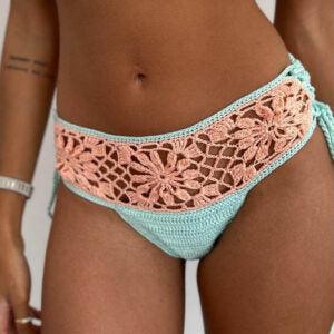 CORAL - Bikini Crochet Rosa Corallo e Tiffany